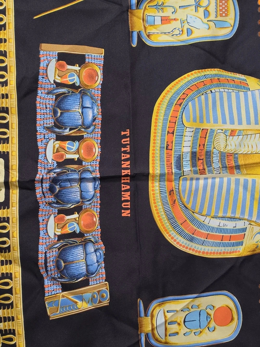 Hermès Black, Yellow and Cream Silk Scarf - Paris Motif